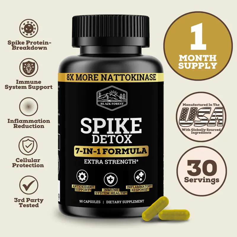 Black Forest 7-in-1 Nature-Infused Botanical Extract Capsules - 8X More Nattokinase, NAC, Zinc, Bromelain, Turmeric, Quercetin, Black Pepper, Minerals, Vitamins, Healthcare Support for Adults, Spike Protein Removal, Immune Synergy, No Artificial Flavors