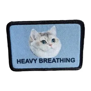 Heavy breathing big chungus fat cat meme 2"x3"  removable morale patch with hook and loop backing