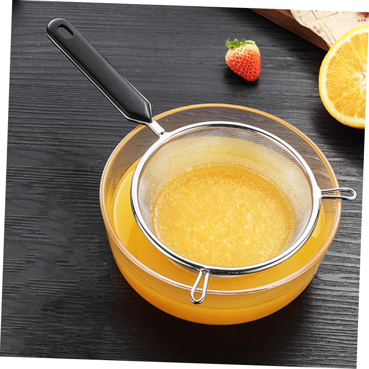 Commercial Kitchen Large Colander Strainer, Heavy Duty. 30x19cm, 304 Steel & PP, for Pasta, Salad Prep