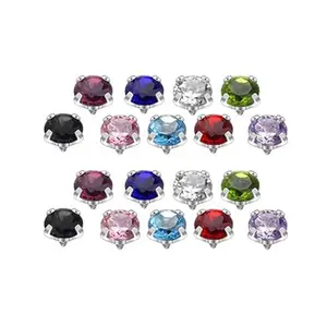 18pc Colored Jeweled Dermal Tops Body Jewelry
