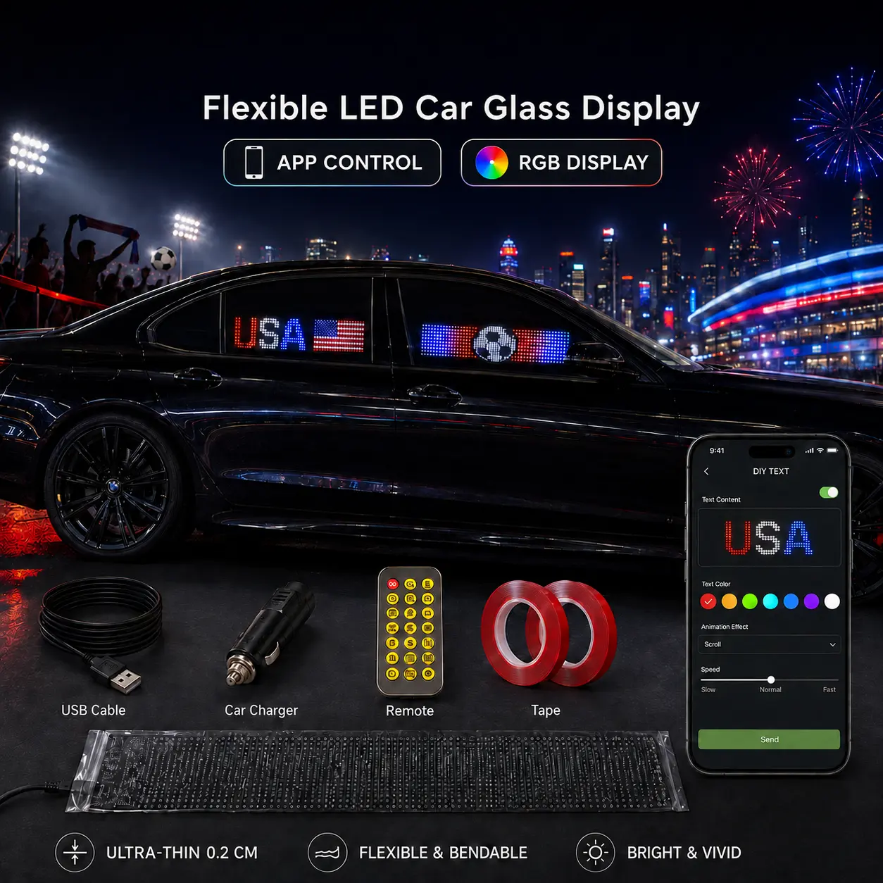 Devil Eye LED Car Windshield Display, USB Powered RGB Pixel Eyes Lights with Remote & App Control for Cars Trucks SUVs
