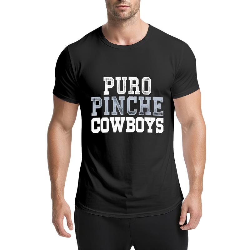 Puro Pinche Cowboys Men's Cotton Short-Sleeve Crew Neck T-Shirt - Menswear Top, Bold Font Cowboy Print, Classic Fit, Lightweight Casual Streetwear Tee