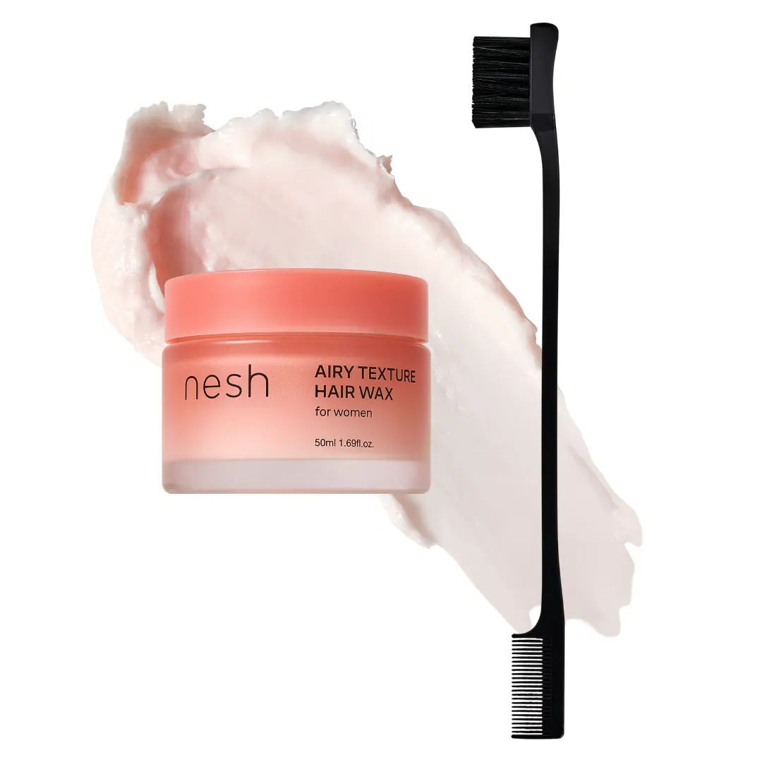 [Nesh] Airy Texture Hair Wax & Dual Brush (Sleeck Hair, Sleek Bun, Slick Back, Baby Hair Control, Flyaway Tamer, Flyaway Control, Anti-Frizz, Hair Wax Stick, Sleek Stick)