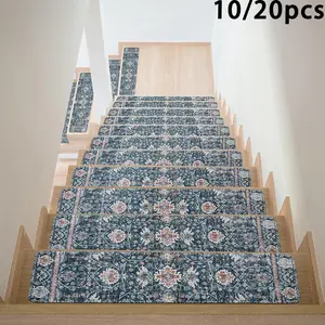 Vintage Floral Pattern Stair Mat, 1 Count Non-slip Stair Carpet, Creative Fashion Staircase Rug, Home Decor for Living Room Bedroom