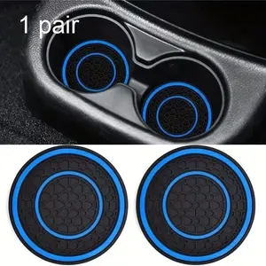 Car Cup Holder Mat Set, Two-Piece Universal Fit Anti-Slip Car Cup Insert Pad, Vehicle Interior Accessories, Car Accessory, Durable Material & Non-Slip Design