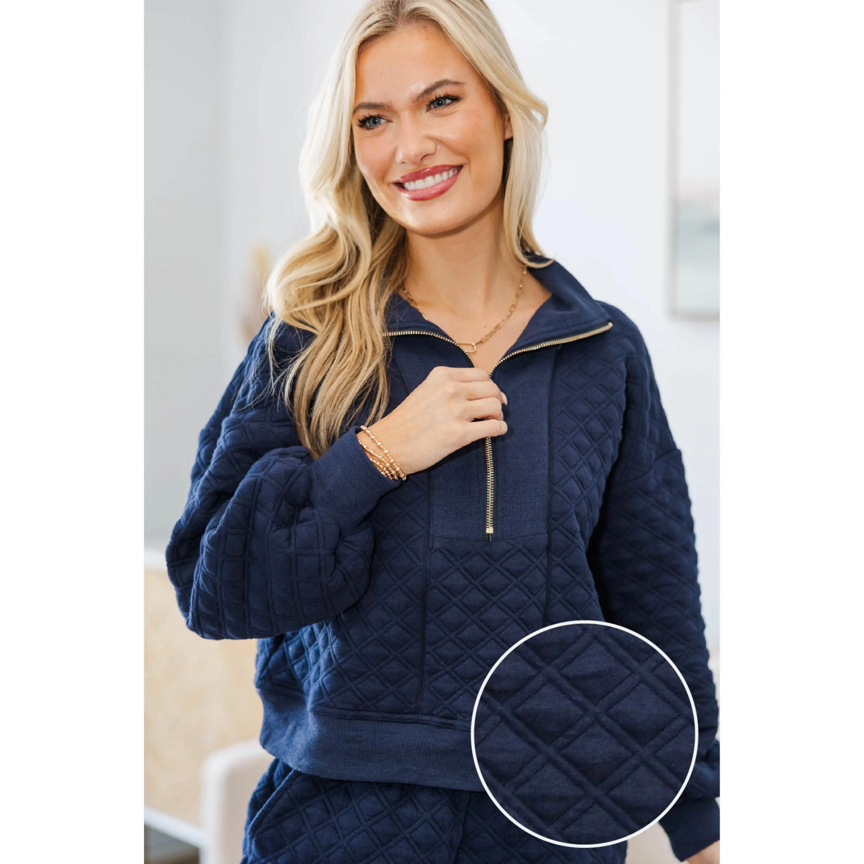 NURSING COLLECTION: Cozy As Can Be Navy Quilted Pullover