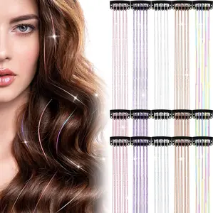 Instant Glam Hair! 6-Pack Clip-in Tinsel Extensions (20-24") for Women & Girls. Perfect for Festivals. Be the center of attention!