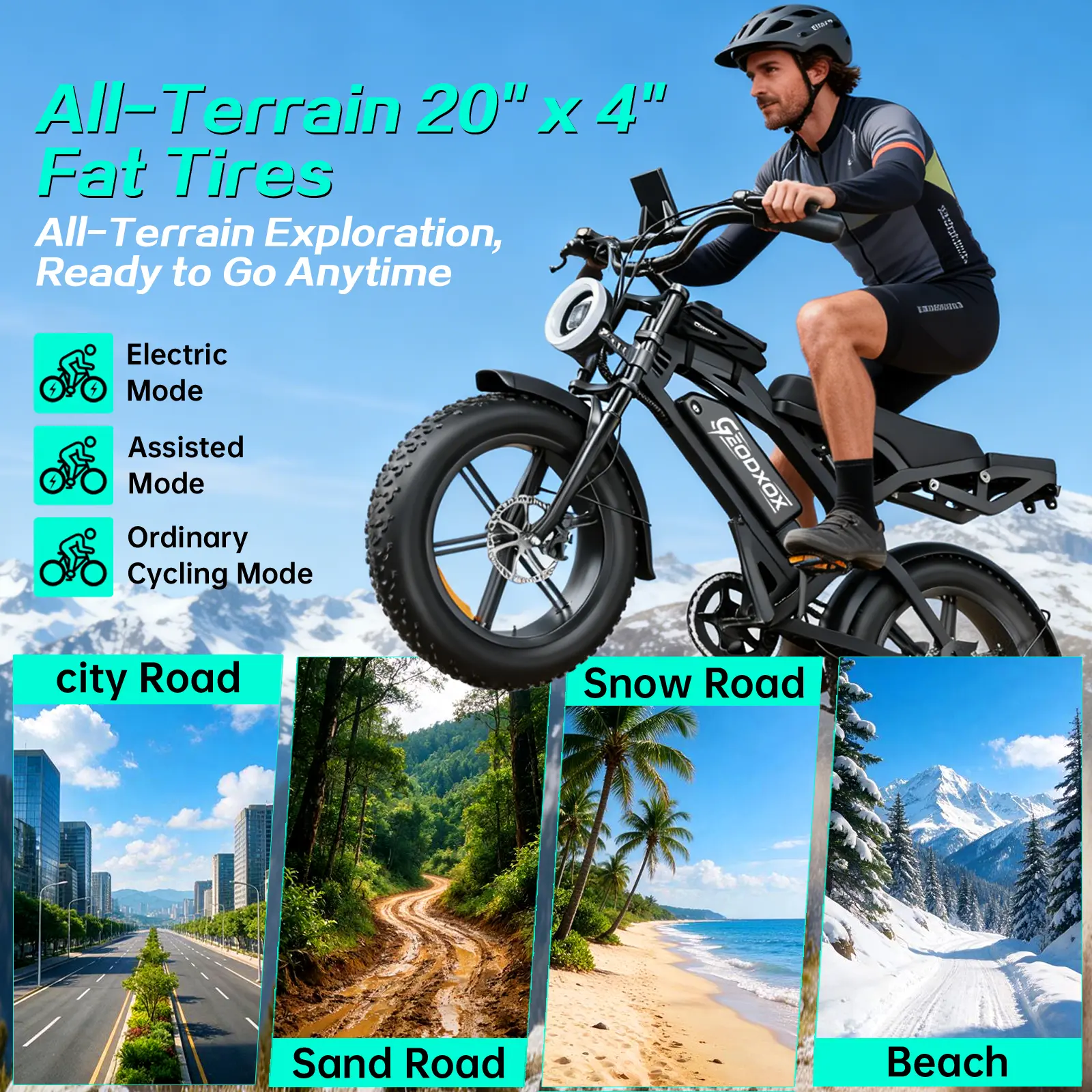 Electric Bike for Adults,1500W 20" Fat Tire Electric Mountain Dirt | All Terrain eBikewith NFCPassword Unlock,48V 15Ah 35MPH Max Speed Removable Battery& Cargo Rack for Commuting sturdy frame