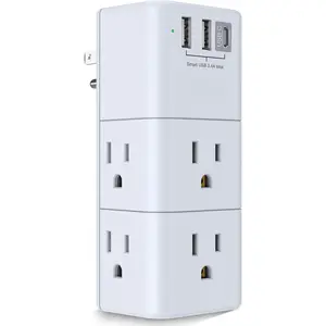 USB Multi Plug Outlet Extender -  Surge Protector with Rotating Plug, 6 AC Plug Extender with 3 USB Ports, 3-Sided Swivel Power Strip  Ideal Stocking Stuffers for Adults