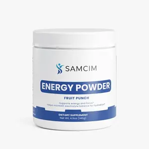 SAMCIM Energy Powder Drink Mix – Fruit Punch Pre Workout & Focus Supplement with 200mg Natural Caffeine, Electrolytes, B Vitamins, L-Theanine & Taurine – Clean Energy, Hydration & Mental Focus (20 Servings)