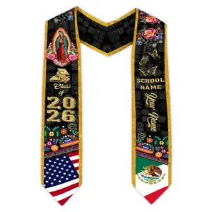 Custom Mexican Graduation Sash 2026, Mexican American Flag Graduation Stole, Guadalupe Stole, Mexico Graduation Stole 2026, Hispanic Sash
