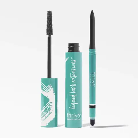 Thrive Causemetics - Line + Lash Duo, Liquid Lash Extenstions Tubing Mascara + Infinity Waterproof Eyeliner