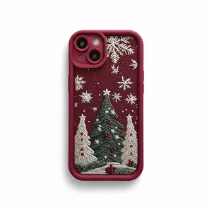 Gaozhu Red Wine Colorful Christmas Trees TPU Anti-Drop Full Protective Case for Apple iPhone 6-16 Pro Max Festive Design c2