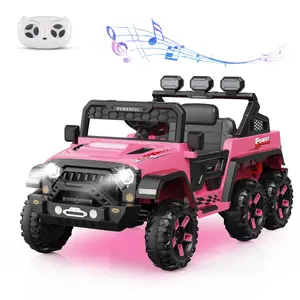 GAOMON Pink 24V Power Wheels for Kids with Remote Control, Ride on Car with 6 Wheels, 4WD Switchable Electric Car for Kids, Kids Electric Vehicles Battery Powered Toy Car, Bluetooth, 3 Speeds Toddler Balance Bike Foldable Scooter Sidewheel Tricycle Rubber