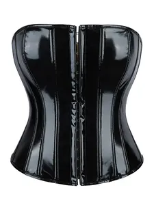 Women's Solid Color Pu Leather Tube Corset Structure, Fashionable Hook & Eye Closure Structure Tube Top, Tummy Control Shaper for Women, Pu Leather Bustier