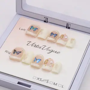 Butterfly Whispers Press-On Nails – Handcrafted, Reusable, Long-Lasting, Salon Quality Design + Free Application Toolkit