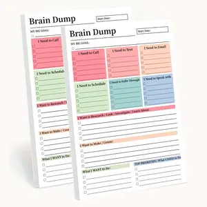 2pcs Brain Dump Tear Away To-Do Notebook | A5 Daily Planning Management Manual, High-performance Planner, Minimalist Notebook Planning Tool, Dated Planner Page, Smooth Paper End