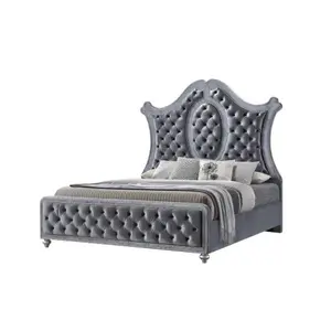 Bellemave  1pc  Panel Bed Tufted Headboard Luxurious Upholstery and Intricate Nailhead Trim Diamond-patterned Tufted Accent Modern Luxury