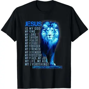 Lion Christian Jesus Is My God King, Lord, and Savior T-Shirt
