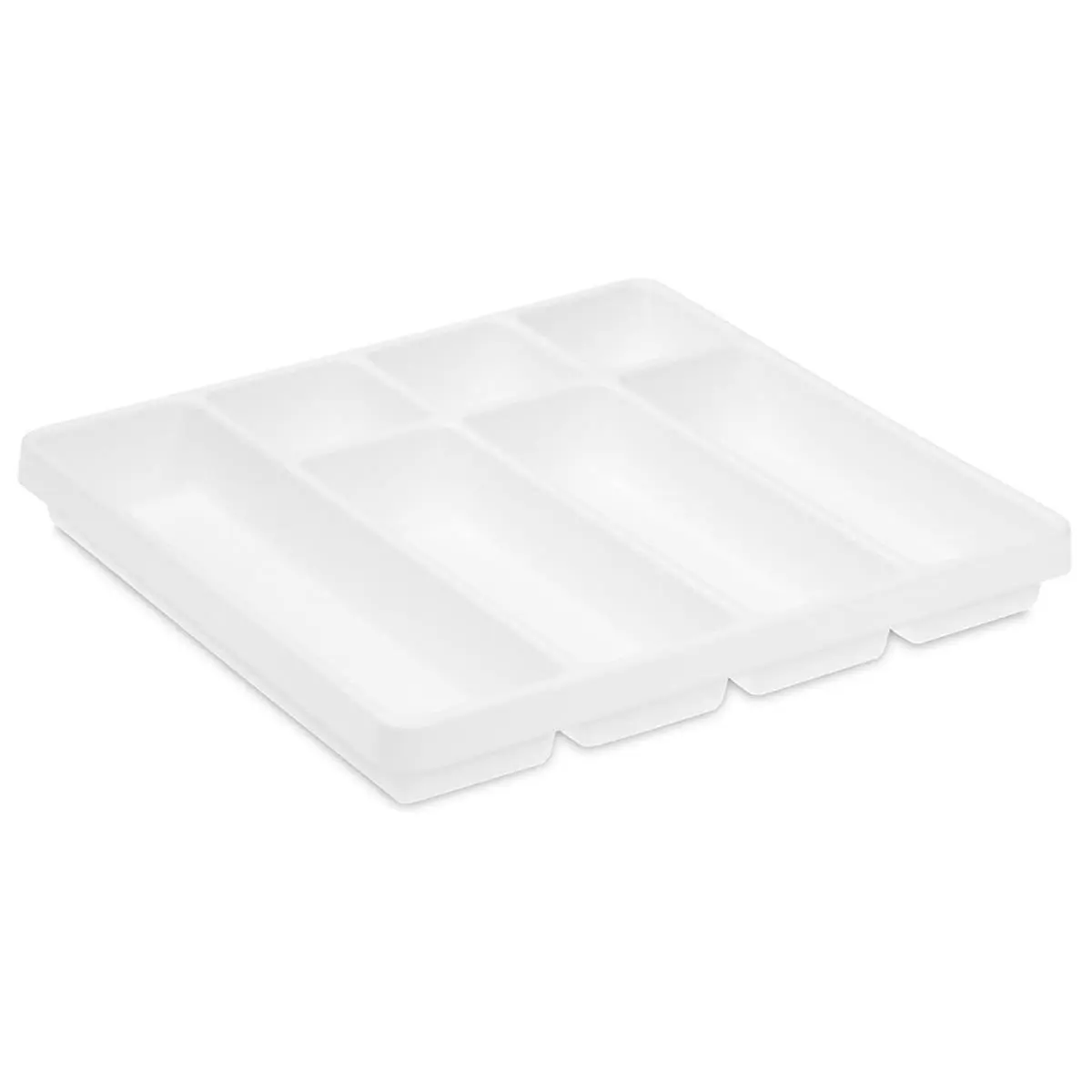 TrippNT 50058 Plastic 7-Compartment Drawer Organizer, White - Large Home Storage Box for Home Organization Supplies Boxes