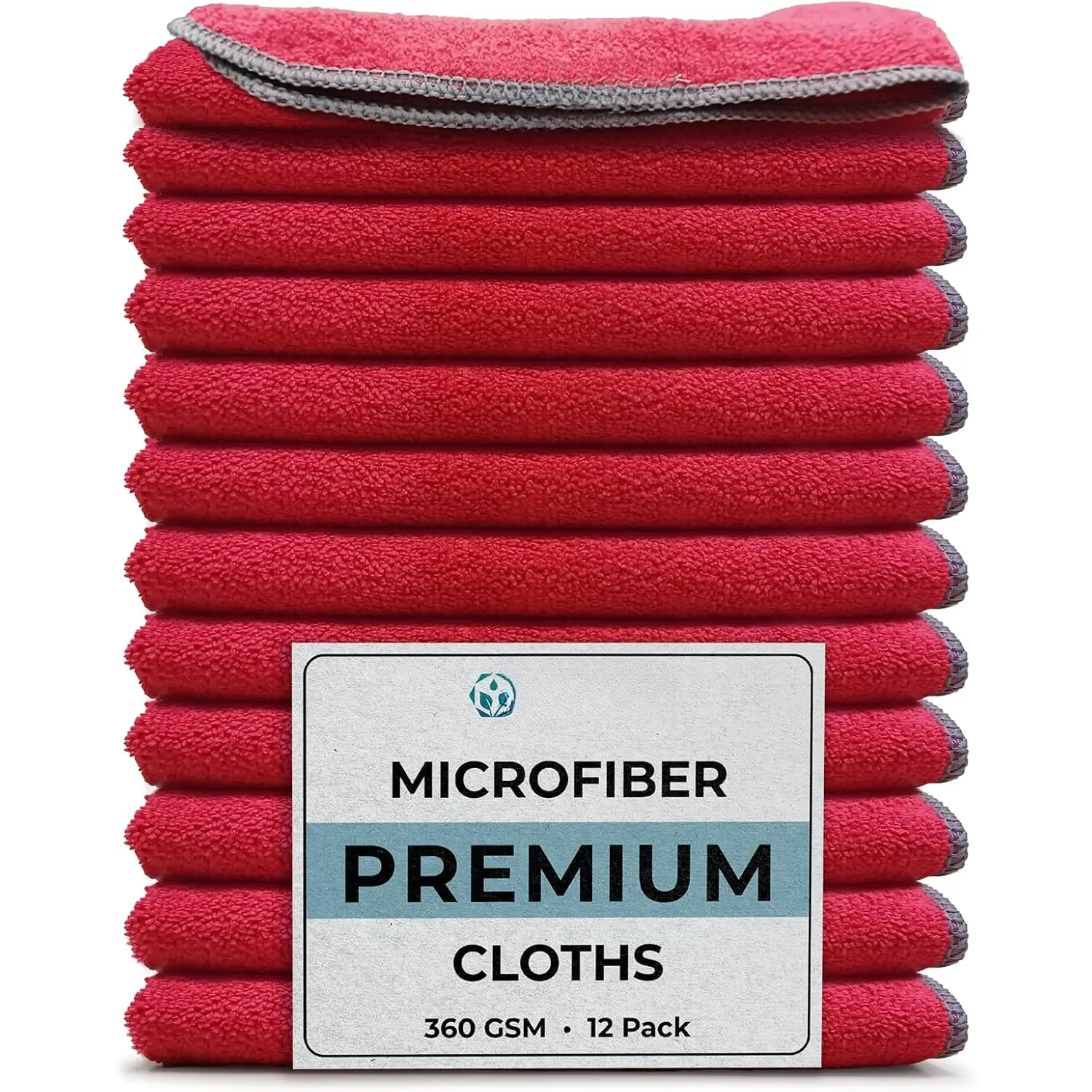 Microfiber Cleaning Cloth 16"x16" - , Washable, Non-Scratch, Microfiber Towels for Cleaning, Dusting, Polishing, High Absorbency & Durability, Red, 12-Pack