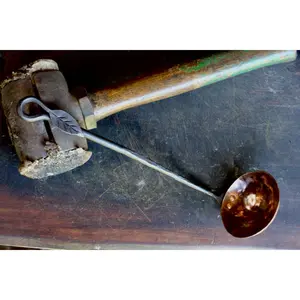 Copper and Steel Ladle - Leaf Handle