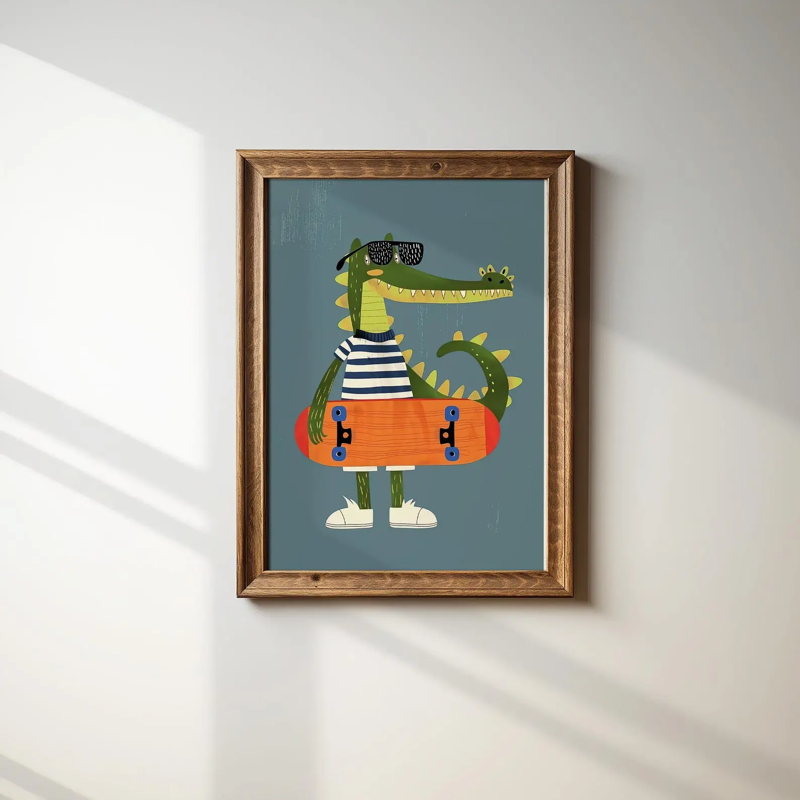 Crocodile Skateboard Wall Art Animal Print For Kids Room Playroom Decor Boys Room Crocodile Art Gender Neutral Nursery Poster