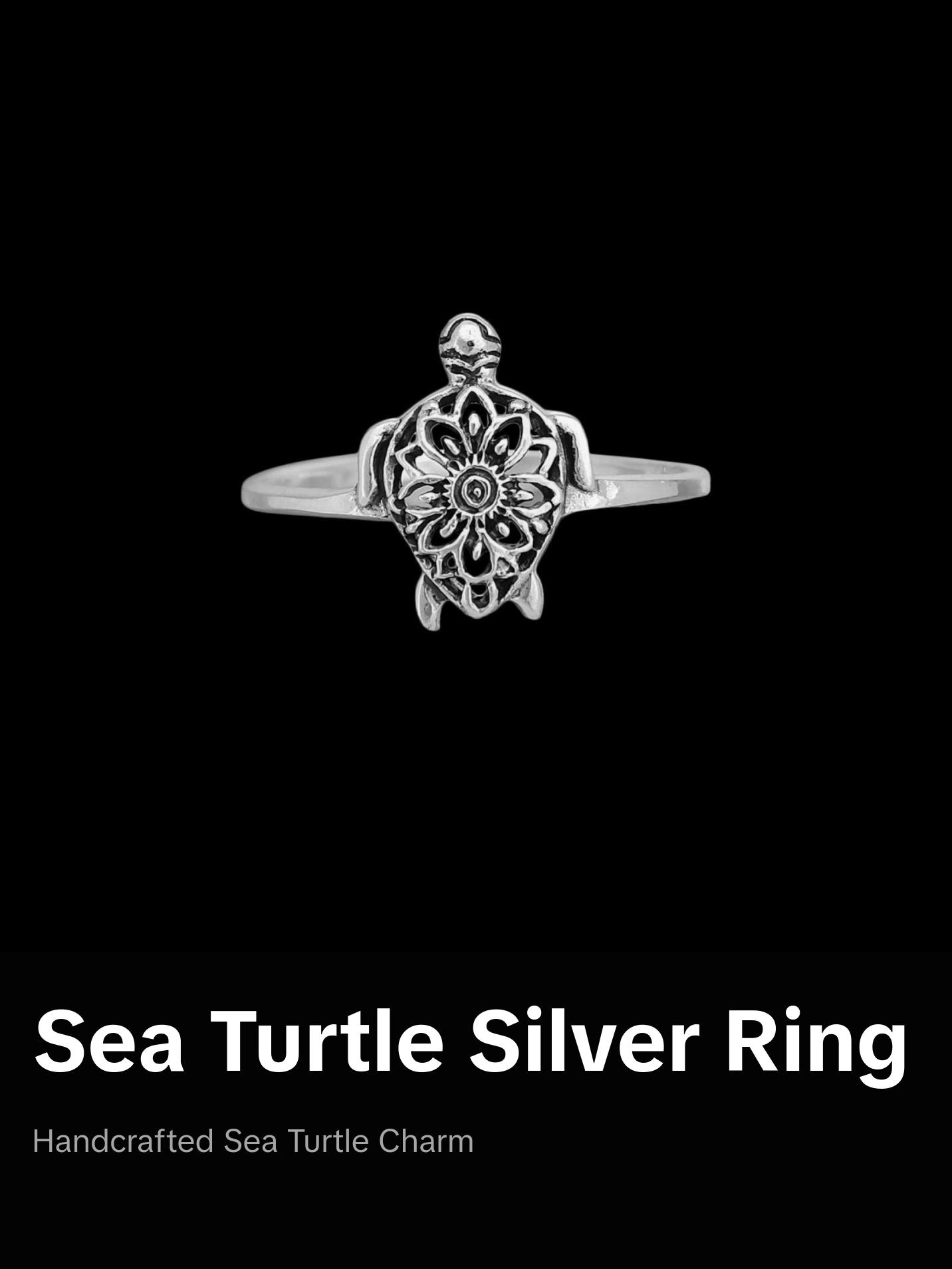 Turtle Ring, Sea Turtle Ring, 925 Sterling Silver Ring, Ocean Ring, Island Handmade Jewelry