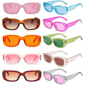 Fsmiling 10 Pack Party Sunglasses Bulk Small Retro Rectangle Sunglasses Women 90S Vintage Square Glasses Y2K Sunglasses Set Fsmiling