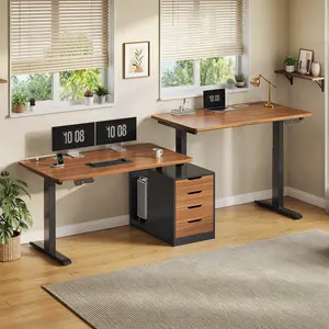 SEDETA 94 Inch Standing Two Person Desk Long Computer Desk with 4 Drawers 2 Power Outlets CPU Stand Electric Height Adjustable 2 Person Desk with Cable Management for Home Office