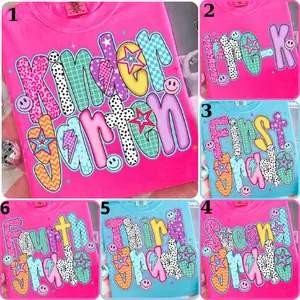 Graphic Tee, Preppy Back to School Bundle Shirt, Coquette Teacher First Day of School Shirt Design, Girly Checkered, Pre-k 1st/2nd/3rd Grade Youth And Adult Shirt