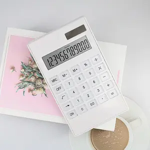 Solar Powered Calculator, Simple Fashionable Calculator, Dual Power Supply Calculator for Office Daily Life Study (without Battery)