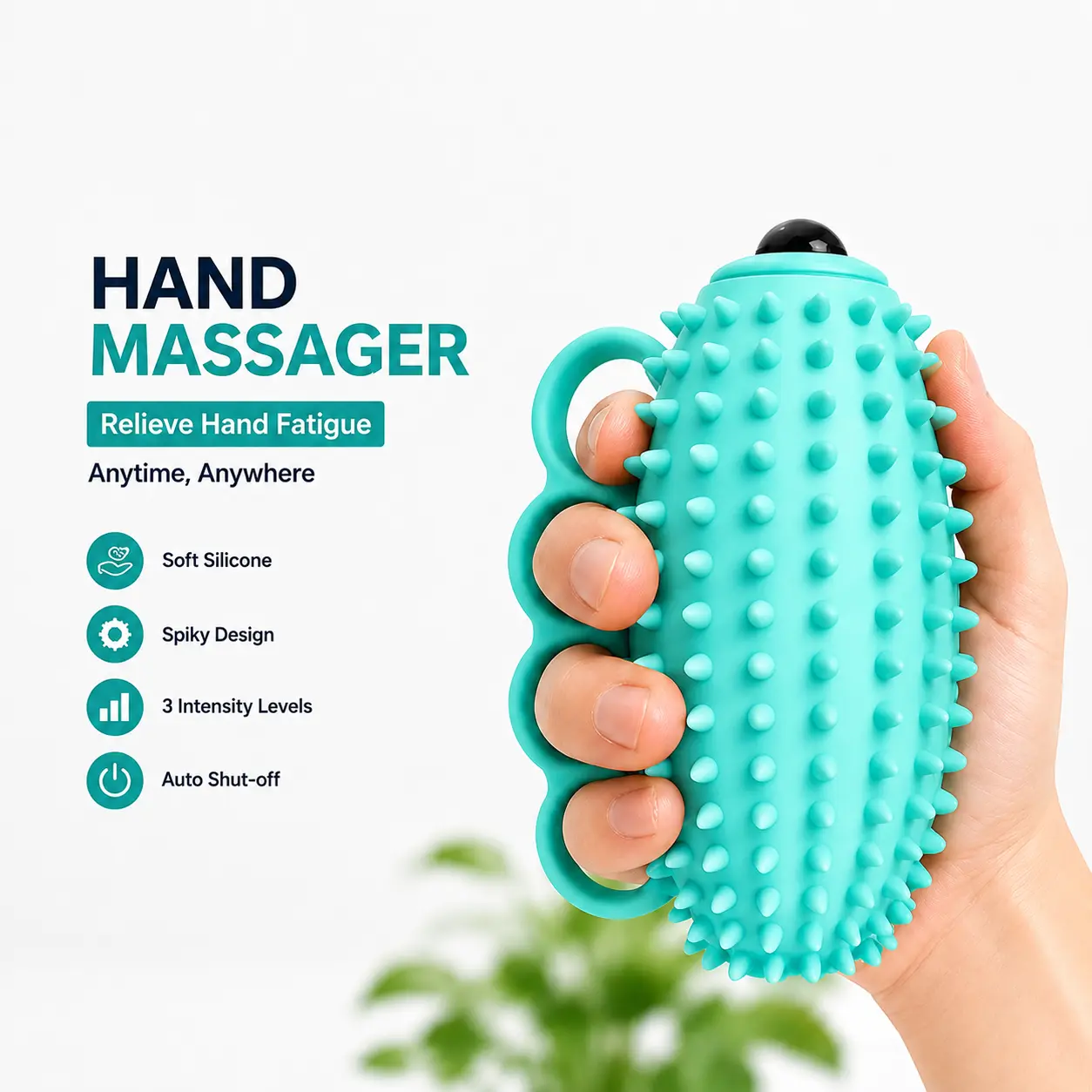 Portable Cordless Hand Massager, 1100mAh Rechargeable Relaxation Tool with Auto Shut-Off, Soft Silicone Design for Home & Travel, Practical Gift for Parents (Home Supplies)
