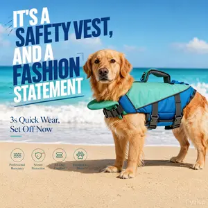Adjustable Pet Dog Life Jacket, Polyester Swim Vest with Handle and Reflective Strips, XS-Xl Size, Outdoor Swimming and Boating Gear