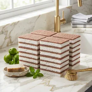Non Scratch Scrub Sponge 24 Pack Cellulose Kitchen Cleaning Sponges for Dishes Non Stick Cookware Bathroom Household Cleaning