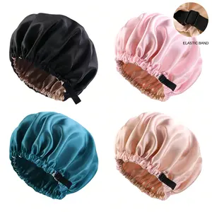 Wide Brim Sleep Cap withElastic Band-Women's Satin Bonnet 2025, Oil-Free 100% Polyester, for Curling or StraightHair,Heatless Haircare Accessory Curler Headband Silk FlexiRods