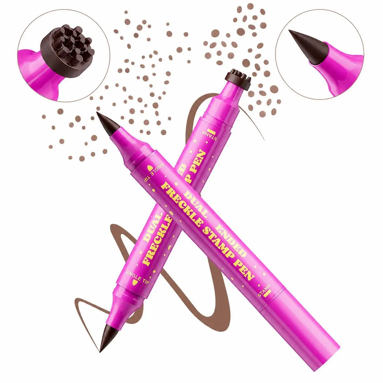 Beauty Glazed Dual-Ended Freckle Stamp Pen – Realistic Faux Freckles Makeup with Soft Sponge Stamp & Precision Tip – Waterproof Long-Lasting Freckle Marker for Natural or Bold Looks