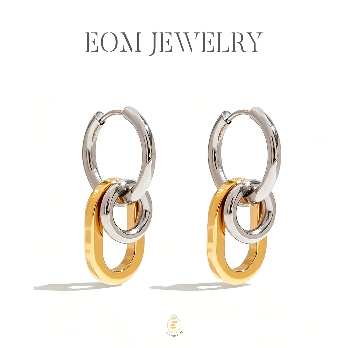 Interlocking Hoop Earrings Triple Ring Hoops Bold Statement Minimalist Huggie Hoops Jewelry Wedding Engagement Anniversary Valentine's Day Birthday Daily Wear
