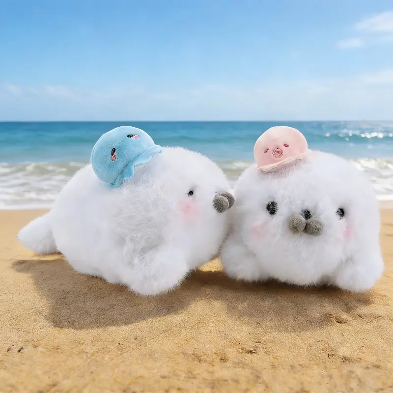 25cm/9.84in Healing Comfort Seal Plush Toy | Soft & Fluffy | 2 Cute Styles - Blue Sleepy/Pink Beady Eyes | Thoughtful Valentine’s Gift for Girlfriend & Loved One | Sweet Companion Doll for Kids’ Growth | Warm Hug Buddy for Cozy Days
