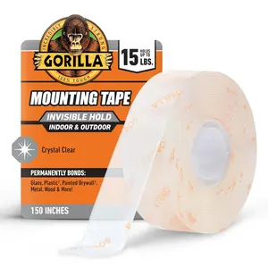 Clear Double Sided Mounting Tape 1in x 150in – Strong Hold Adhesive Tape, Weather Resistant Indoor Outdoor Use, Heavy Duty Wall Mount Tape for Home Decor & DIY