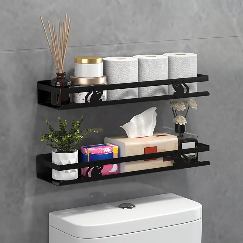 Easy Install No-Drill Bathroom Storage Rack, Toilet Shelf for Shampoo & Shower Gel, Multifunctional Wall-Mounted Organizer, Bathroom Organization, Bathroom Organizers