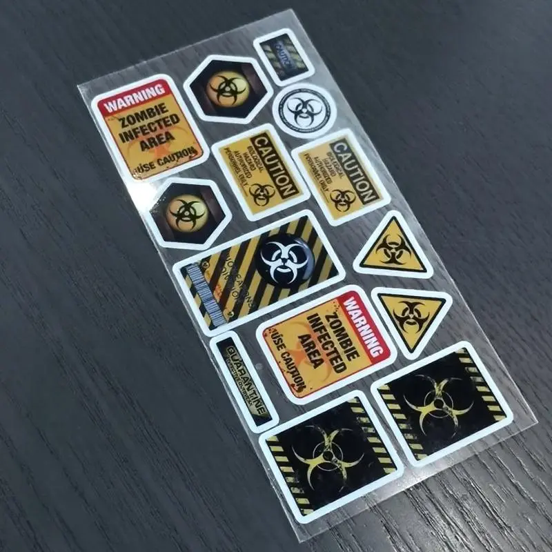 14PCS Nuclear Radiation Biohazard Biochemistry Vinyl Sticker Graphic Decals Emblem For Car Bike