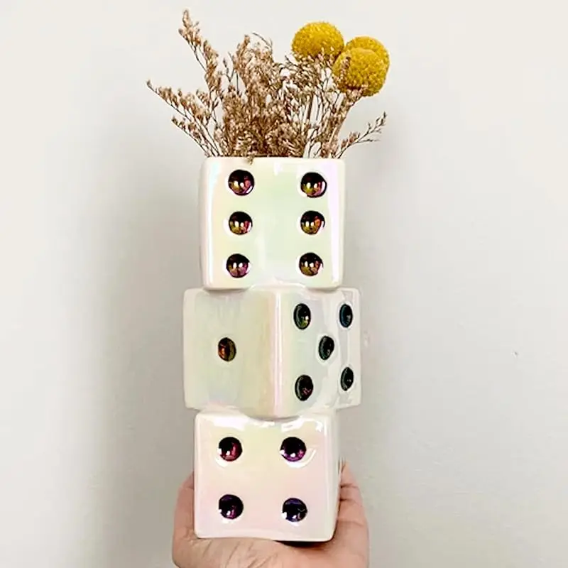 White Dice Vase