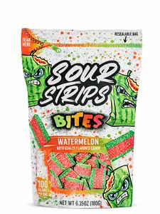 Sour Strips Watermelon Bites – Extreme Sour Chewy Candy (6.35 oz)