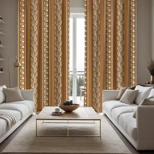 2 pieces Bohemian style printed curtains, Window curtain, semi-transparent to protect privacy, fade-resistant, machine-washable and hand-washable, hung with rod bag, suitable for bedroom and living room decoration
