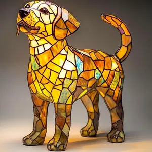 Cat Lamp Stained Glass, Retro Magic Cat Stained Resin Tabletop Night Light, Cute Pet Themed Led Lamp Gift For Dog Cat Lovers