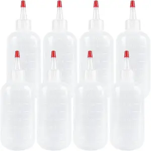 8 Pack 8 Ounce Plastic Squeeze Bottles With Caps Plastic Small Dispensing Bottles Crafts, Art, Glue, Kitchen