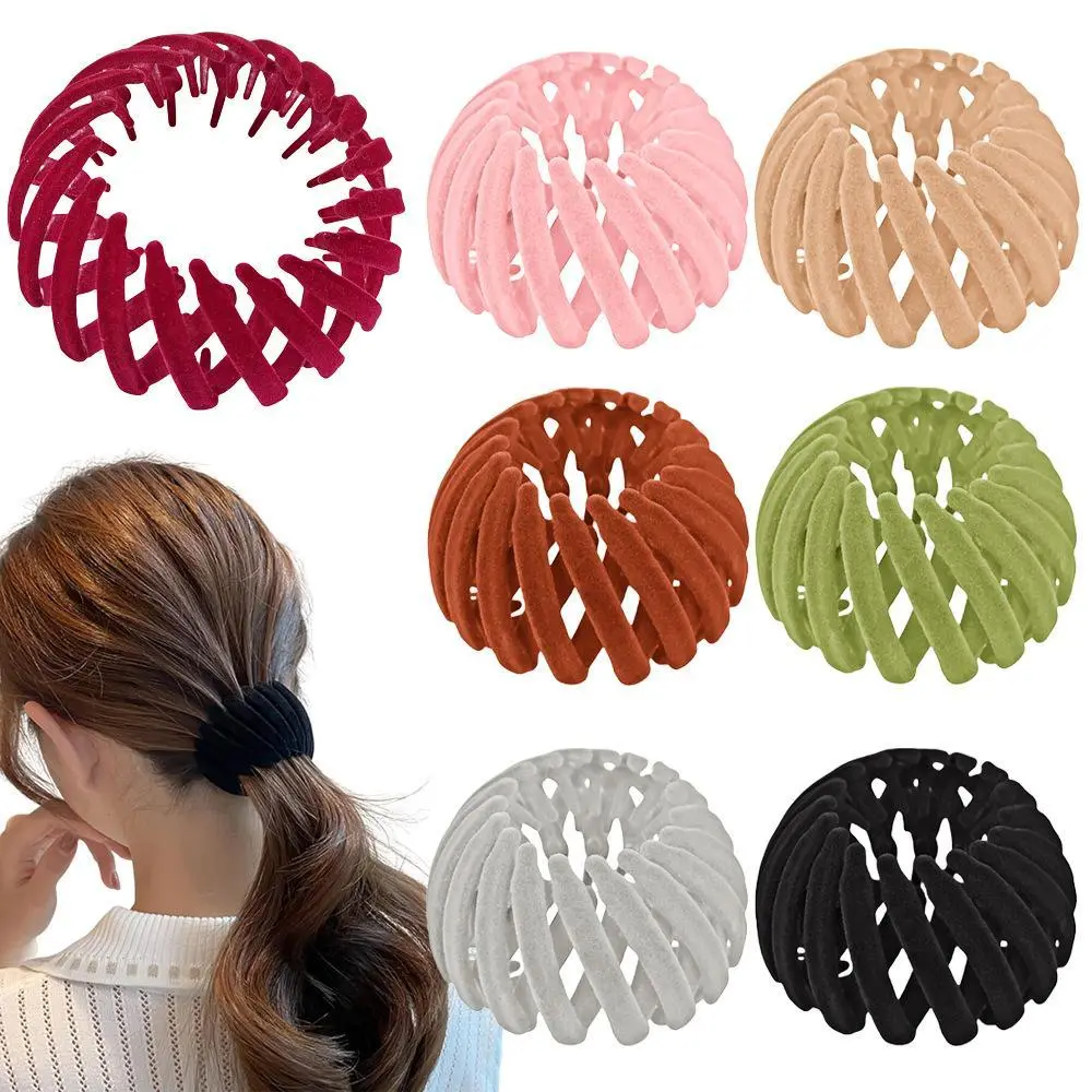 7pcs Elastic Hair Accessories, Bird's Nest Expandable Ponytail Holders for Women - Easy Bun Creation, Cute Hairstyles, Suitable for Various Hair Types, Daily Outings, Parties, Elastic Hair Accessory