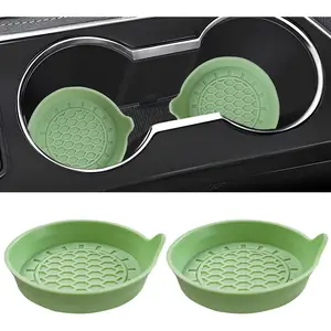 Automotive Cup Holders Universal Car Cup Coaster Waterproof Non-Slip Sift-Proof Spill Holder Car Interior Accessories 2 Pack Tea Green
