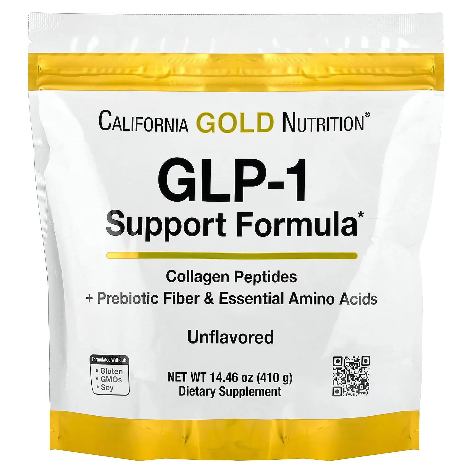 California Gold Nutrition GLP-1 Support Formula with Hydrolyzed Collagen Peptides, Prebiotic Fiber & Essential Amino Acids | Unflavored | 1.09 lb (494 g)